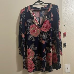 3/4 sleeve v neck shirt